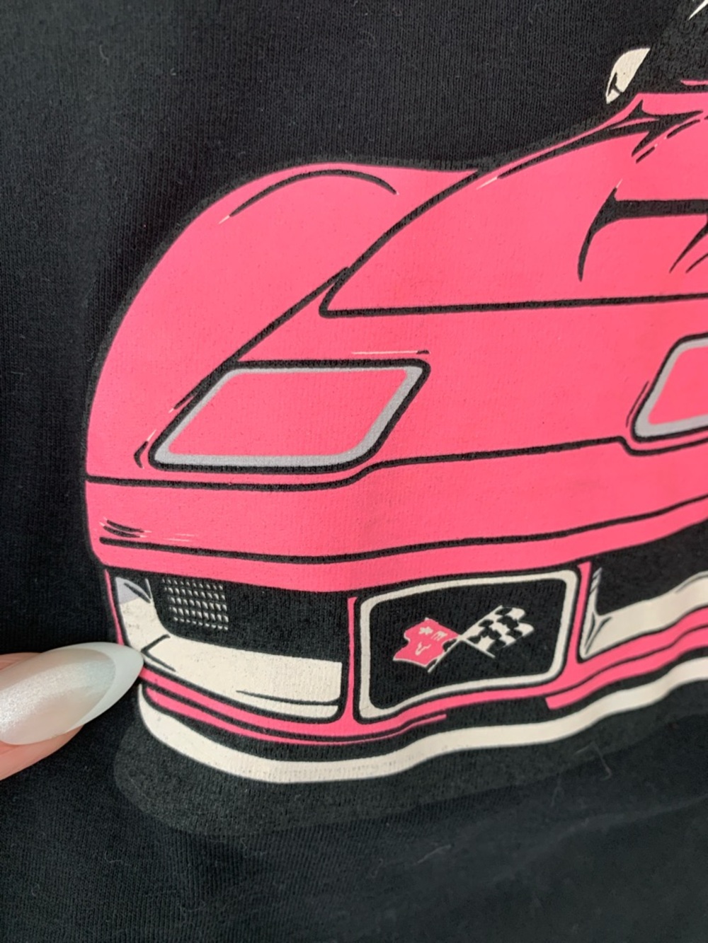 GM Corvette Stingray Graphic Tee - Black with Pink Accent, Size XS. - Picture 2 of 9